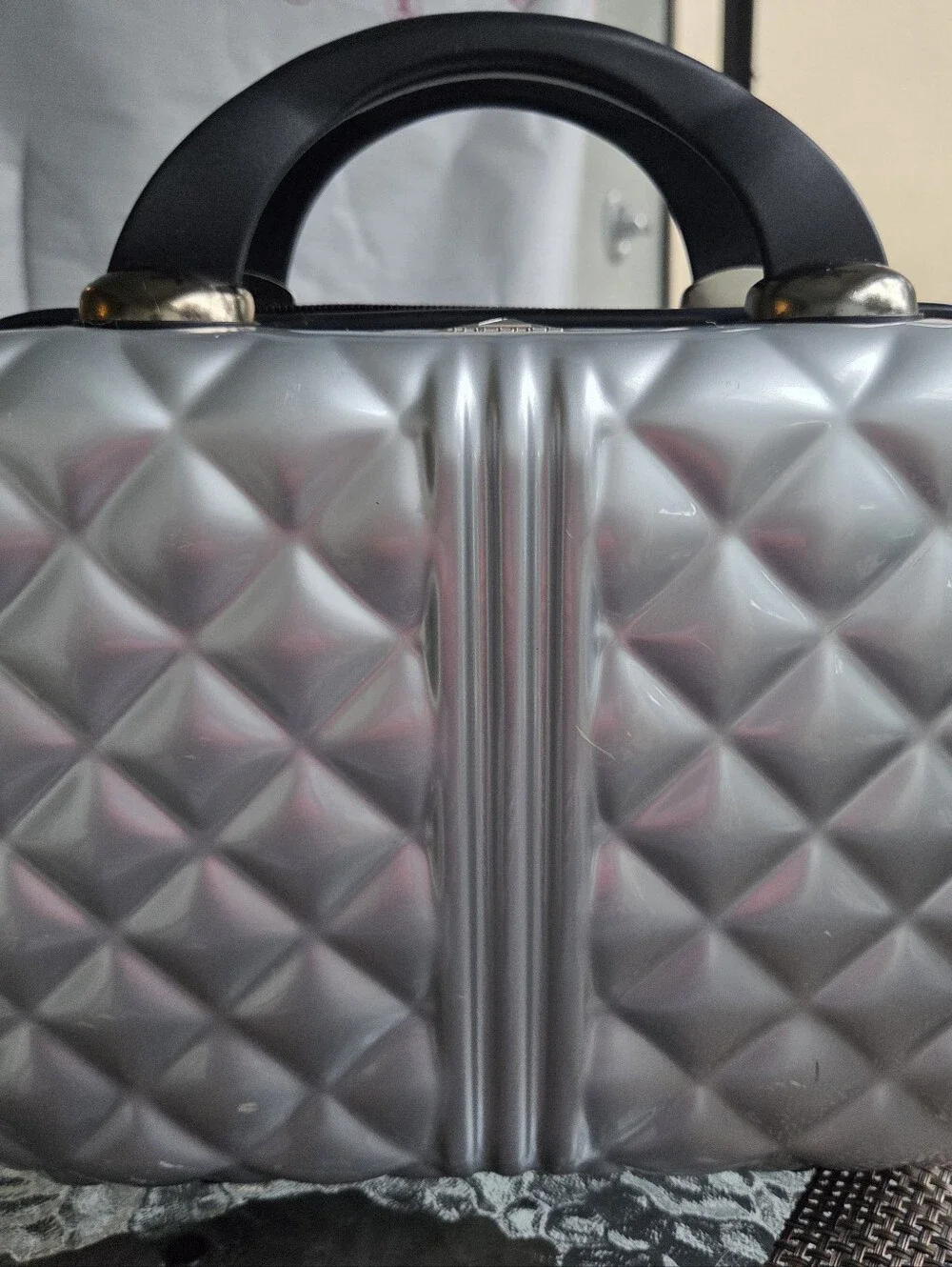 Triforce Elite Metallic Silver Quilted Top-Handle Women’s Bag